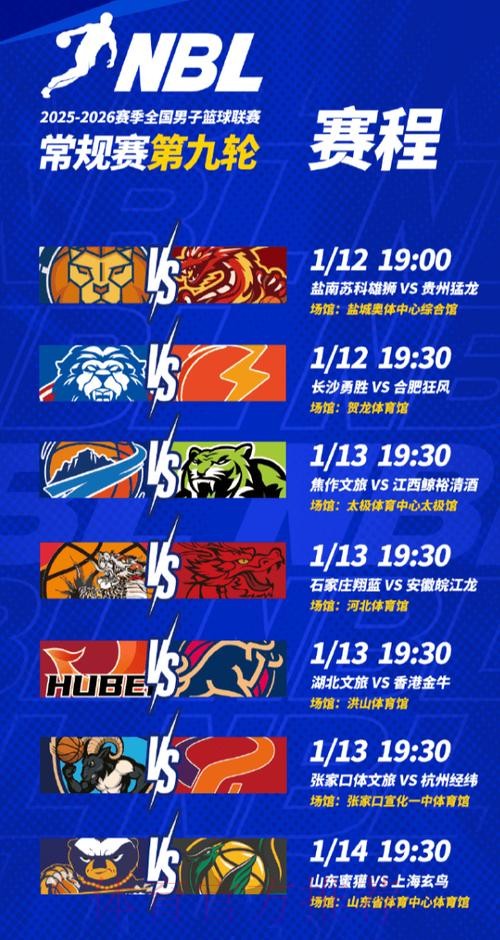 NBL分享最新赛程：香港金牛vs湖北文旅，长沙勇胜vs合肥狂风